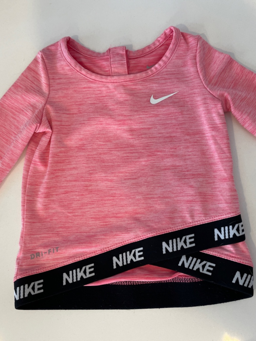 NIKE • Pink Baby' Dri-FIT Long Sleeve Athletic Top with Branded Hem • 6M